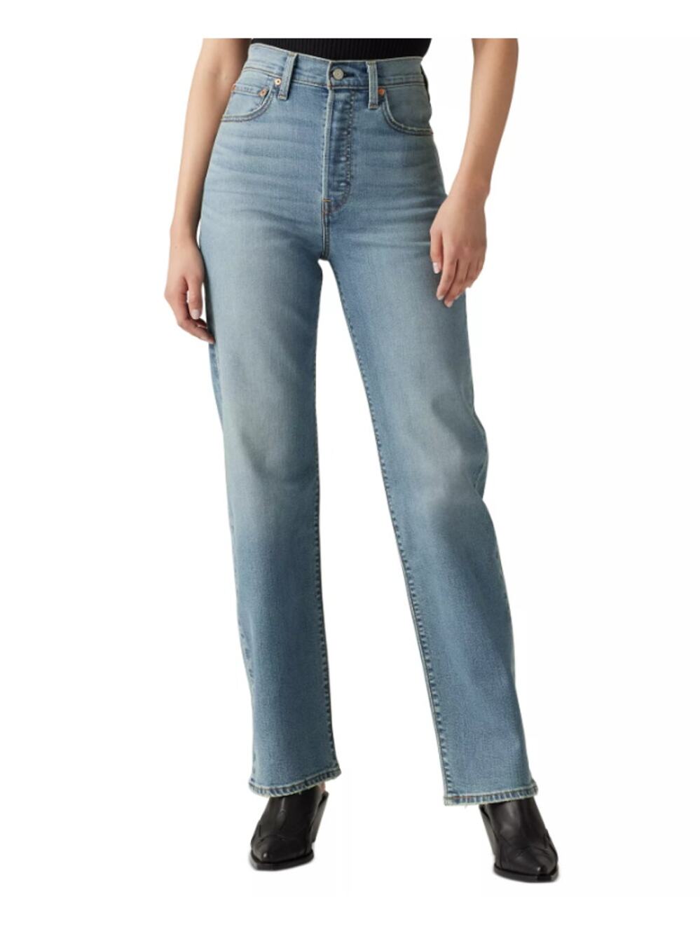 Levi's Womens Ribcage Straight Jeans 25x32 0 Blue Ringing Bells 79078-0017 NWT